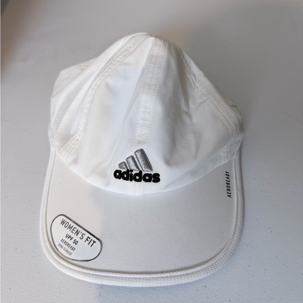 NWOT Women’s Adidas Adjustable White Cap UPF 50 Quick Dry Athletic Comfortable